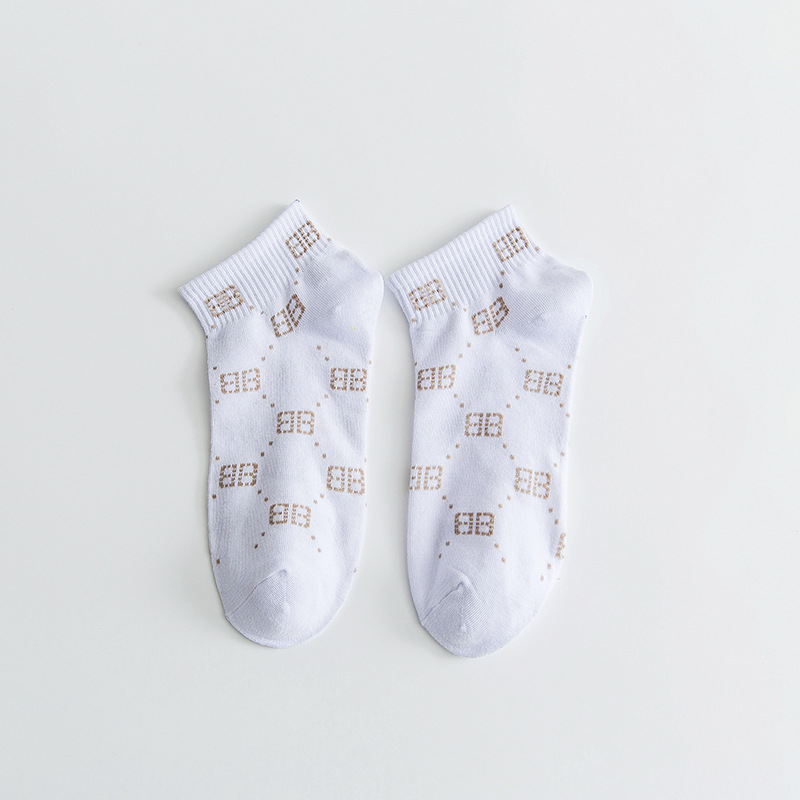 Socks Female Socks Spring And Summer Girls Letters Cotton Socks Shallow Mouth Invisible Socks To Help Low Breathable Socks Wild